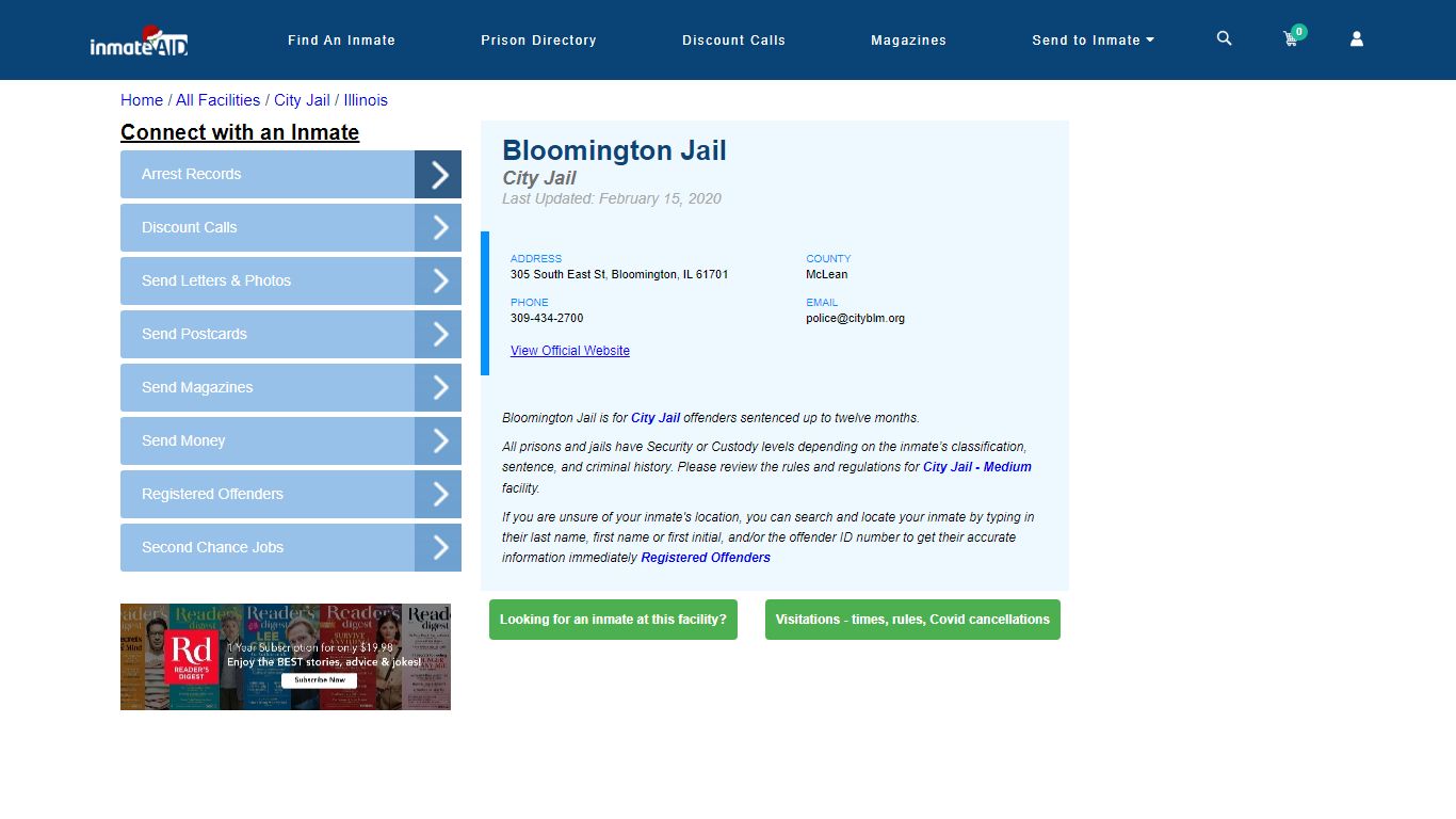Bloomington Jail | Inmate Locator